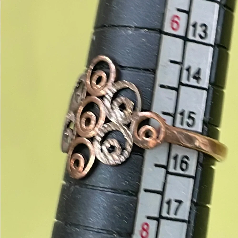 New Vintage Sterling silver Gold plated Ornate Dome Ring with Spiral Patterns